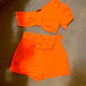 Highlighter orange/ coral two piece set